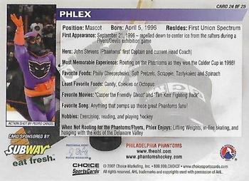 2002-03 Choice Philadelphia Phantoms (AHL) #24 Phlex Back