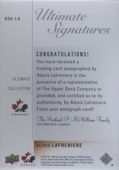 2020-21 Upper Deck Ultimate Collection - 2003-04 Ultimate Signatures #03U-LA Alexis Lafreniere Back