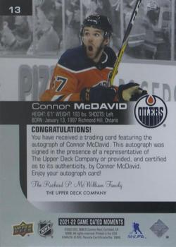 2021-22 Upper Deck Game Dated Moments - Autographs Achievement #13 Connor McDavid Back