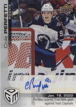 2021-22 Upper Deck Game Dated Moments - Autographs Achievement #45 Cole Perfetti Front