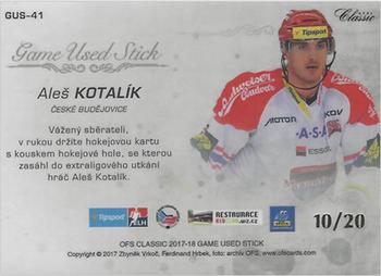 2017-18 OFS Classic - Game Used Stick #GUS-41 Ales Kotalik Back