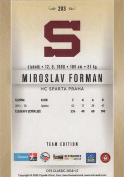 2016-17 OFS Classic Serie II - Team Edition #203 Miroslav Forman Back