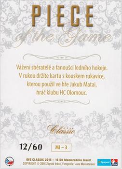 2015-16 OFS Classic Série II - Piece of the Game #MI-03 Jakub Matai Back