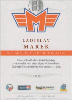 2015-16 OFS Classic Série II - ČEZ Motor České Budějovice #MOT-13 Ladislav Marek Back