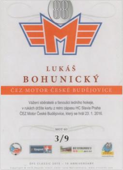 2015-16 OFS Classic Série II - ČEZ Motor České Budějovice Rainbow #MOT-03 Lukas Bohunicky Back