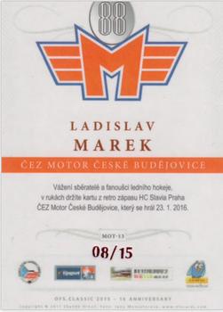 2015-16 OFS Classic Série II - ČEZ Motor České Budějovice Signature #MOT-13 Ladislav Marek Back