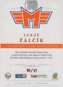 2015-16 OFS Classic Série II - ČEZ Motor České Budějovice Signature #MOT-20 Lukas Zalcik Back