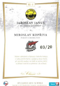 2015-16 OFS Classic Série I - Rivals Double Signature #RS-05 Jaroslav Janus / Miroslav Kopriva Back
