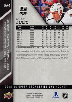 2015-16 Upper Deck Los Angeles Kings SGA #LAK-5 Milan Lucic Back