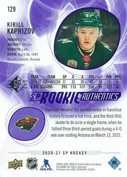 2020-21 SP - Purple #129 Kirill Kaprizov Back