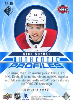 2020-21 SP - Authentic Profiles Blue #AP-10 Nick Suzuki Back