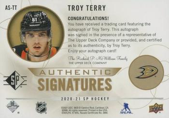 2020-21 SP - Authentic Signatures #AS-TT Troy Terry Back