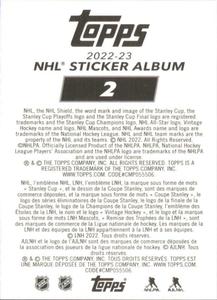 2022-23 Topps NHL Sticker Collection #2 Team Highlight Back