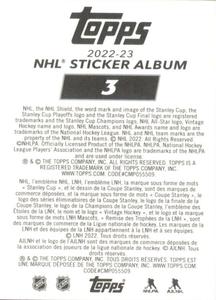 2022-23 Topps NHL Sticker Collection #3 WILD Wing Back