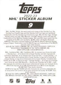 2022-23 Topps NHL Sticker Collection #9 Jakob Silfverberg Back