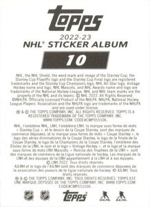 2022-23 Topps NHL Sticker Collection #10 John Gibson Back