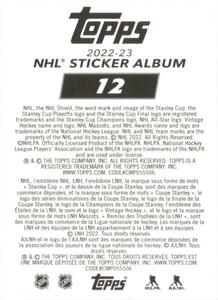 2022-23 Topps NHL Sticker Collection #12 Cam Fowler Back