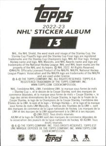 2022-23 Topps NHL Sticker Collection #13 Mason McTavish Back