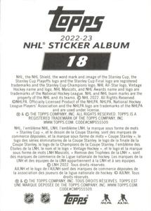 2022-23 Topps NHL Sticker Collection #18 Team Logo Back