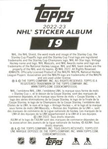2022-23 Topps NHL Sticker Collection #19 Team Highlight Back