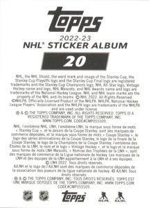 2022-23 Topps NHL Sticker Collection #20 Howler Back
