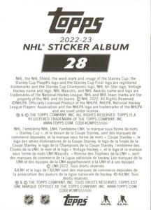 2022-23 Topps NHL Sticker Collection #28 Karel Vejmelka Back