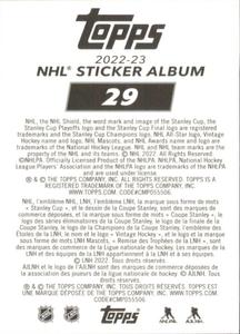 2022-23 Topps NHL Sticker Collection #29 Jakob Chychrun Back