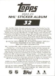 2022-23 Topps NHL Sticker Collection #32 Andrew Ladd Back