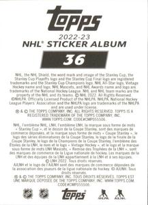 2022-23 Topps NHL Sticker Collection #36 Team Highlight Back