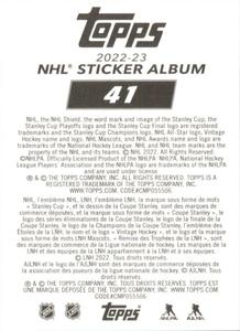 2022-23 Topps NHL Sticker Collection #41 David Pastrnak Back