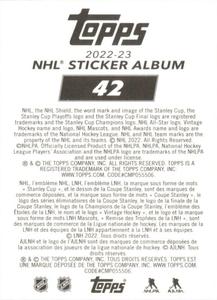 2022-23 Topps NHL Sticker Collection #42 Taylor Hall Back