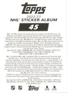 2022-23 Topps NHL Sticker Collection #45 Charlie Coyle Back