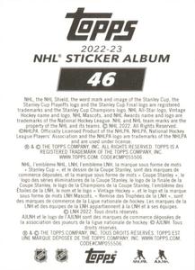 2022-23 Topps NHL Sticker Collection #46 Hampus Lindholm Back