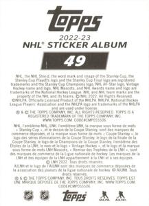 2022-23 Topps NHL Sticker Collection #49 Brandon Carlo Back