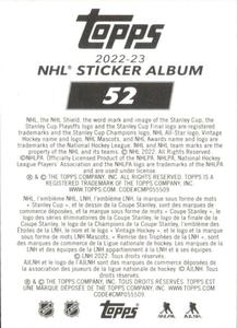 2022-23 Topps NHL Sticker Collection #52 Team Logo Back