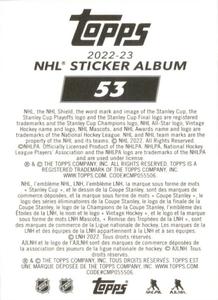 2022-23 Topps NHL Sticker Collection #53 Team Highlight Back