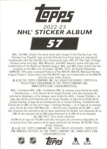 2022-23 Topps NHL Sticker Collection #57 Rasmus Dahlin Back