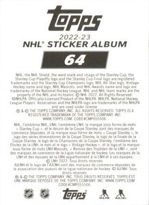 2022-23 Topps NHL Sticker Collection #64 Craig Anderson Back