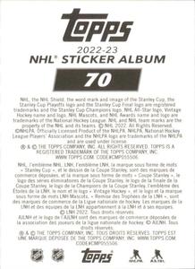 2022-23 Topps NHL Sticker Collection #70 Team Highlight Back