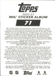 2022-23 Topps NHL Sticker Collection #71 Harvey the Hound Back