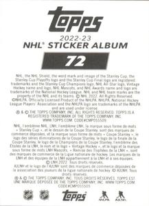 2022-23 Topps NHL Sticker Collection #72 Johnny Gaudreau Back