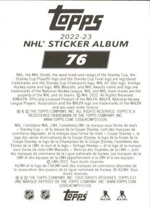 2022-23 Topps NHL Sticker Collection #76 Blake Coleman Back