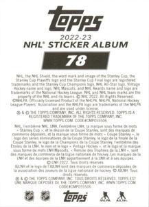 2022-23 Topps NHL Sticker Collection #78 Christopher Tanev Back