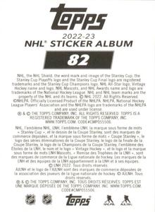 2022-23 Topps NHL Sticker Collection #82 Milan Lucic Back