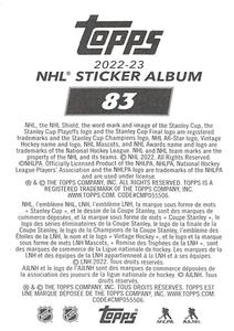 2022-23 Topps NHL Sticker Collection #83 Matthew Tkachuk Back