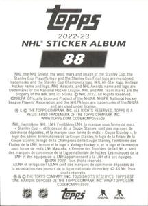 2022-23 Topps NHL Sticker Collection #88 Stormy Back