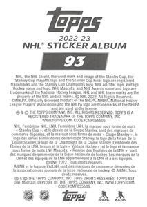 2022-23 Topps NHL Sticker Collection #93 Jesper Fast Back