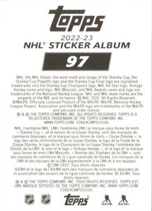 2022-23 Topps NHL Sticker Collection #97 Vincent Trocheck Back