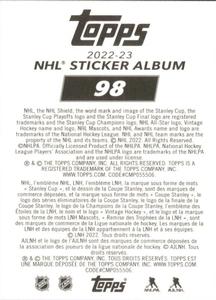 2022-23 Topps NHL Sticker Collection #98 Brady Skjei Back