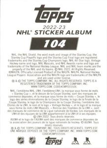 2022-23 Topps NHL Sticker Collection #104 Team Highlight Back